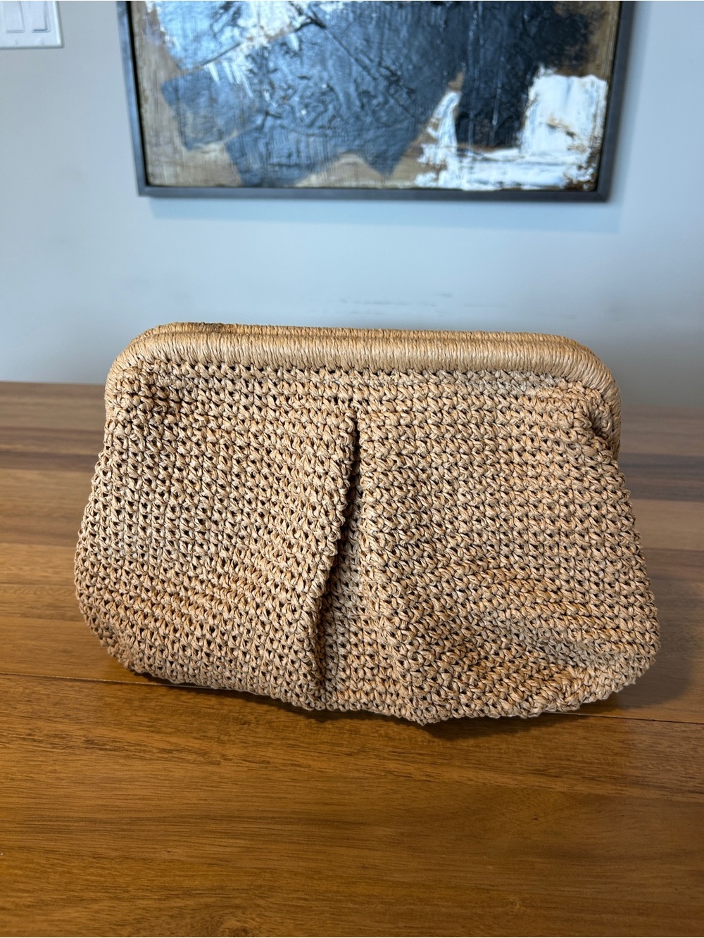Woven Raffia Clutch Bag in Natural